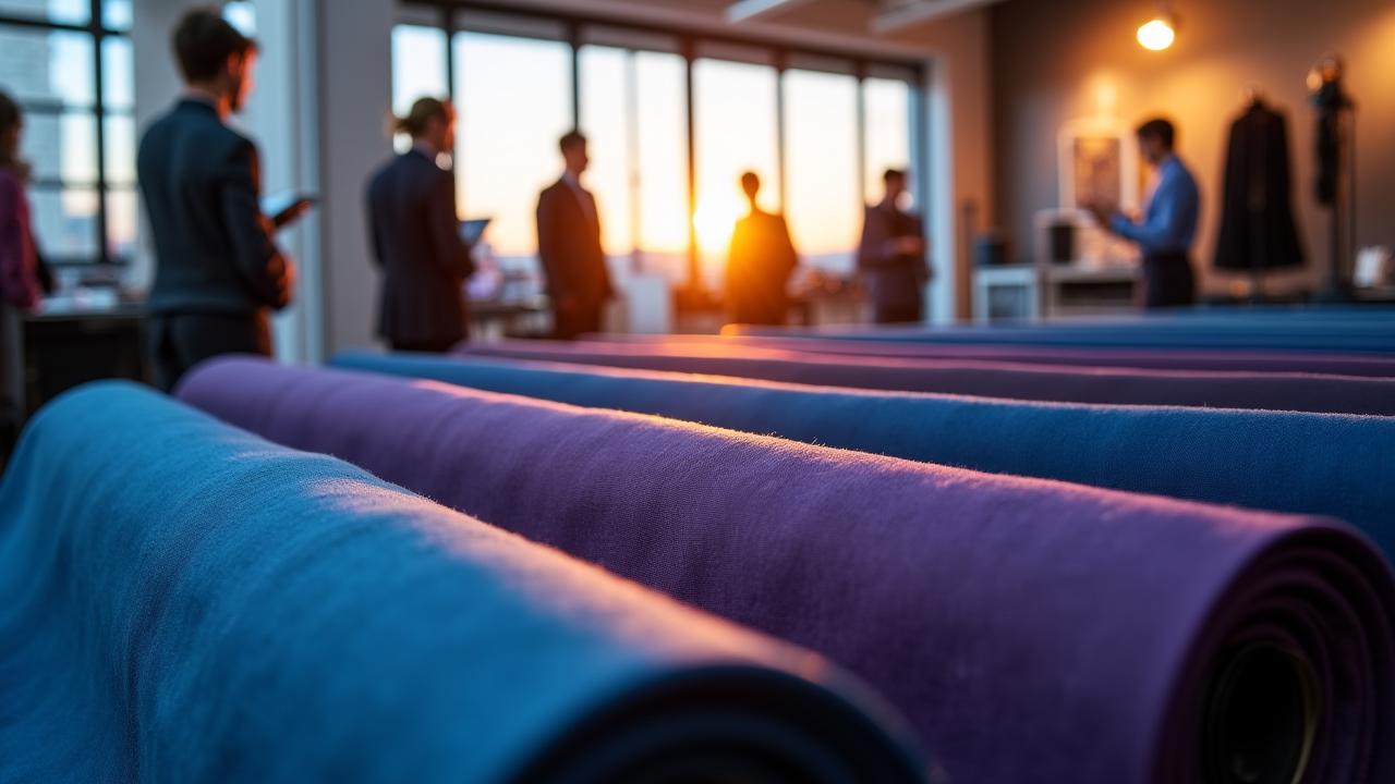 Creative fashion studio in Rome showing designers and fabric textures